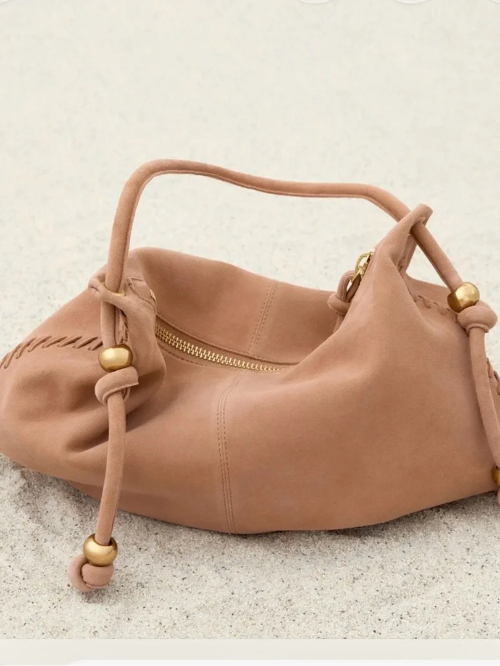 NWOT HM Premium Limited Ed Soldout Capsule Suede Hobo Shoulder Bag Dusty Rose
